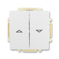 Spínač žaluziový jednopólový s krytem (1+1 s blokováním), jasně bílá