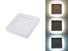 Hranatý přisazený 12W CCT LED panel, nastavení barvy 3000-6500K, 950Lm, 3 roky záruka