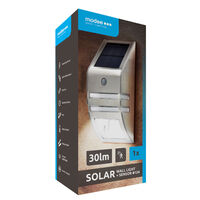 Modee Lighting LED solární nástěnná lampa 124 + senzor, IP44, 9000K, 30lm