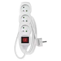 Prodlužovací kabel 10 m / 3 zásuvky / s vypínačem / bílý / PVC / 1 mm2, IP20 Prodlužovací kabel 10 m / 3 zásuvky / s vypínačem / bílý / PVC / 1 mm2, IP20