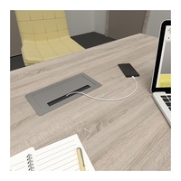 Vestavná nábytková zásuvka INBOX stříbrná, 2x230V, 2xUSB typ A a C, 1x RJ45, 1x HDMI, 1,5m, INBOX-SR-FR-1,5-02