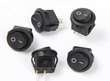 Přepínač kolébkový kulatý, 2pol./2pin, I-O, 250V/6A černý