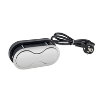 Vestavná nábytková zásuvka EIGHTBOX broušený hliník, 1x230V, 1x USB IP20, 1m, EIGHTBOX-SN-1FR-1U-01