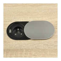 Vestavná, nábytková zásuvka SLIDE BOX s USB, 1x230V, 1XUSB, IP20, Ø60, hliník, SLIDEBOX-1G1U-FR-01