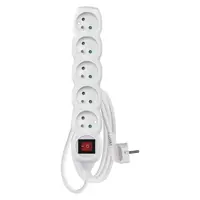 Prodlužovací kabel 10 m / 5 zásuvek / s vypínačem / bílý / PVC / 1 mm2, IP20 Prodlužovací kabel 10 m / 5 zásuvek / s vypínačem / bílý / PVC / 1 mm2, IP20