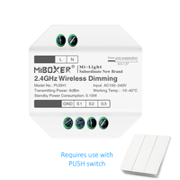 Bezdrátové stmívání, 2,4GHz, RGB+CCT, 100-240V, PUSH1, Mi-Light Bezdrátové stmívání, 2,4GHz, RGB+CCT, 100-240V, PUSH1, Mi-Light