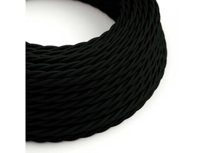 Splétaný hedvábný textilní elektrický kabel, TM04 černý