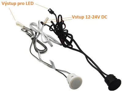 Dotykový LED stmívač DSN1, 4A, 12-24V, 18mm, vestavný, konektor