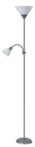 Stojací lampa Rabalux 4028 Action E27 + E14, 230V, IP20,Stříbrná-bílá, Kov, plast