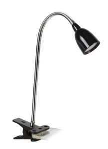 Clip LED stolní lampička, 2.5W, 3000K, černá barva, 170 lm, ohybné rameno