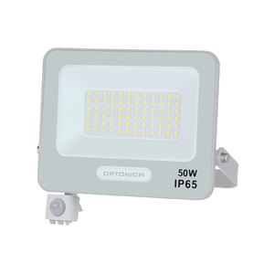 LED SMD reflektor se senzorem 50W, IP65, bílé provedení