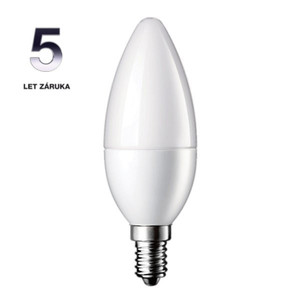 LED žárovka svíčka 6W, E14, 230VAC, 480lm, 5let záruka