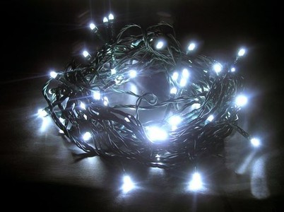 Vánoční řetěz LED, 60 LED, 10m, přívod 3m, IP20, studená bílá