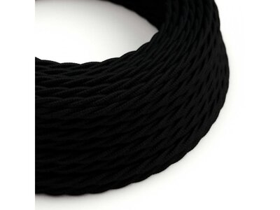 Splétaný bavlněný textilní elektrický kabel, TC04 černý