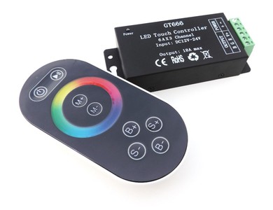 LED kontrolér GT666, RGB, rádiový, 3 kanály, 6A kanál, 12-24VDC, 2.4Ghz