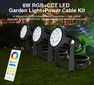 6W LED zahradní svítidlo (3ks) RGB+CCT + sada napájecího kabelu , DC24V, RF 2.4GHz, IP66, FUTC08A, Mi-Light
