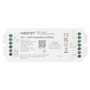 POWER LED přijímač 2v1 pro Jednobarevné/CCT pásky, Boxer, 2,4Ghz, 12-48VDC, 20A, Mi-light, PR2