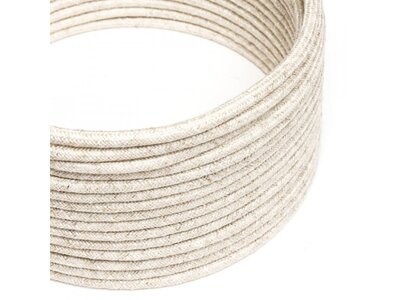 Lněný textilní elektrický kabel, RN01 přírodní neutrální barvy