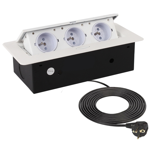 Vestavná, výklopná zásuvka KOMBI-BOX 3x230V bílá, KOMB-BI-FR-3,0-M02 Vestavná, výklopná zásuvka KOMBI-BOX 3x230V bílá, KOMB-BI-FR-3,0-M02 1