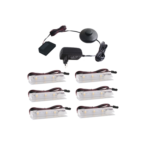 PVC LED svítidlo pro osvětlení skleněných polic, 6ks, 12VDC, IP20, 63x22x11 1