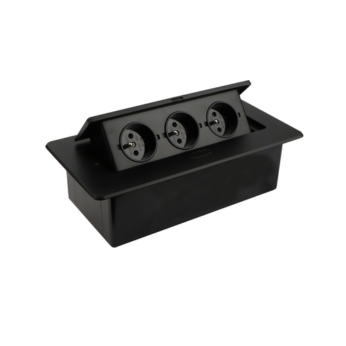 Nábytková zásuvka KOMBI BOX USB, AC 230 V, IP20, černá, vestavná,  KOMB-CZ-3FR-3,0-03 1