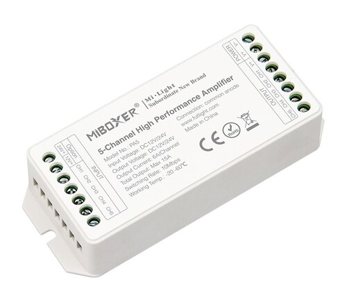 5 kanálový zesilovač MiBoxer, 6A/kanál, 12-24VDC, PA5, Mi-light 1