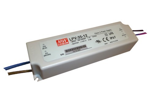 35W napájecí zdroj Meanwell, LPV-35-12, 12V, 2,9A, IP67 35W napájecí zdroj Meanwell, LPV-35-12, 12V, 2,9A, IP67 1