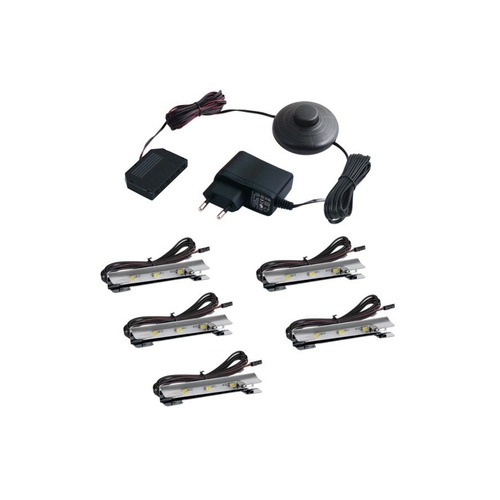 Kovové LED svítidlo pro osvětlení skleněných polic, 5ks,12VDC, IP20, 66x15x10 1