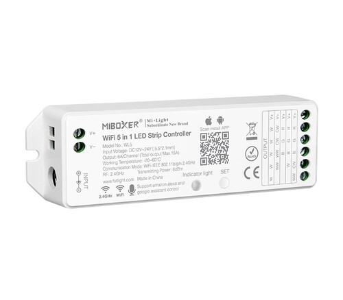 WIFI Přijímač BOXER 5V1, RGB+CCT ,2.4GHz RF, WL5, Mi-Light WIFI Přijímač BOXER 5V1, RGB+CCT ,2.4GHz RF, WL5, Mi-Light 1