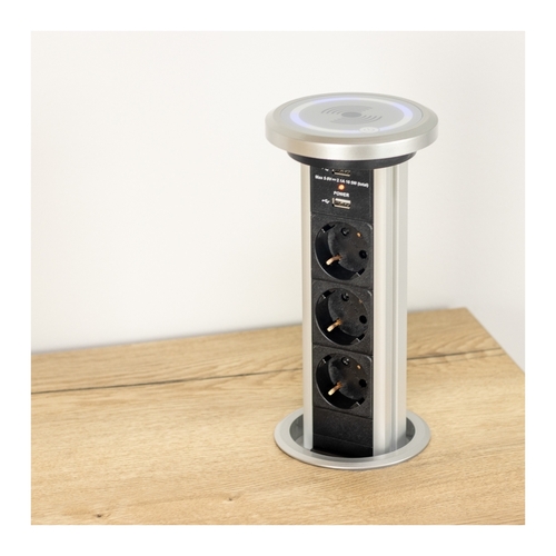 Vestavná, výsuvná zásuvka LIFT BOX USB Automatic s bezdrátovou nabíječkou, 3x230V, 2xUSB, IP20, hliník, LIFTBOX-A-ALU-3DE-U-B-01 Vestavná, výsuvná zásuvka LIFT BOX USB Automatic s bezdrátovou nabíječkou, 3x230V, 2xUSB, IP20, hliník, LIFTBOX-A-ALU-3DE-U-B-01 1
