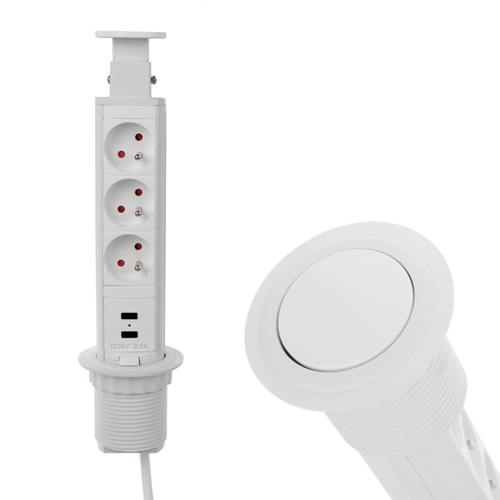 Vestavná, výsuvná zásuvka LIFT-BOX 3x230V, 2x USB bílá, LIFTBOX-BI-3FR-U-01 Vestavná, výsuvná zásuvka LIFT-BOX 3x230V, 2x USB bílá, LIFTBOX-BI-3FR-U-01 1