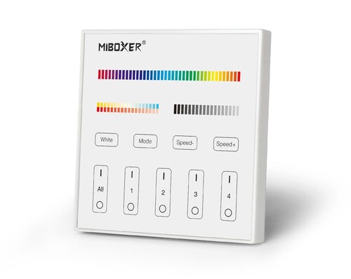 Dotykový DMX panel RGB+CCT, RF 2.4G, 4 zóny, X5, Mi-Light Dotykový DMX panel RGB+CCT, RF 2.4G, 4 zóny, X5, Mi-Light 1