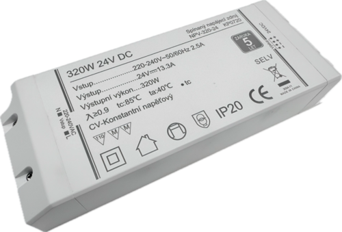 320W Profesionální napájecí zdroj 24V DC, NPV-320-24, kryté svorky, 5 let záruka 1