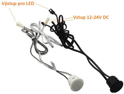 Dotykový LED stmívač DSN1, 4A, 12-24V, 18mm, vestavný, konektor 1