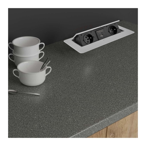 Vestavná nábytková zásuvka KOMBI BOX USB A+C, 2x250V, IP20, hliník, 3m, KOMB-AL-2FR-UAC-3,0-01  Vestavná nábytková zásuvka KOMBI BOX USB A+C, 2x250V, IP20, hliník, 3m, KOMB-AL-2FR-UAC-3,0-01  1