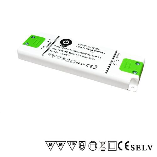30W Nábytkový napájecí zdroj, FTPC30V12-C2, 12V, 2,5A, IP20 IN-EU 30W Nábytkový napájecí zdroj, FTPC30V12-C2, 12V, 2,5A, IP20 IN-EU 1