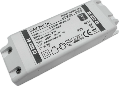 20W Profesionální napájecí zdroj 24V DC, NPV-20-24, kryté svorky, 5 let záruka 1
