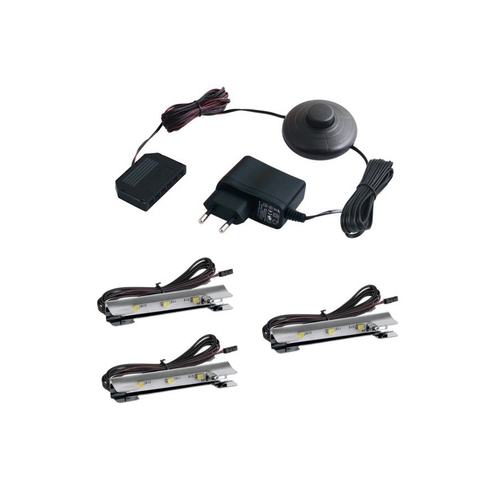 Kovové LED svítidlo pro osvětlení skleněných polic, 3ks,12VDC, IP20, 66x15x10 1