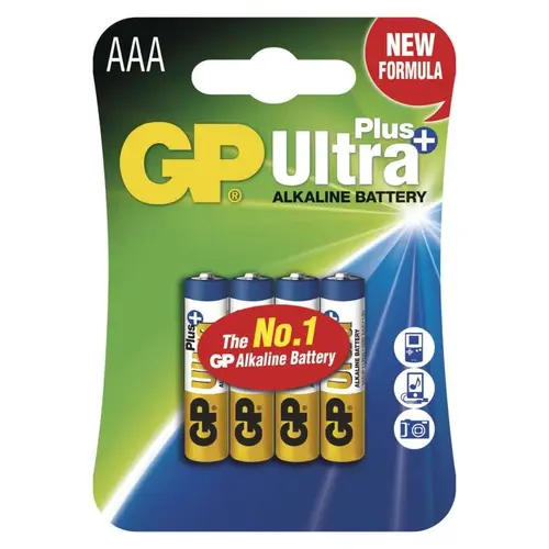 Alkalická baterie GP Ultra Plus AAA (LR03), 4 ks Alkalická baterie GP Ultra Plus AAA (LR03), 4 ks 1