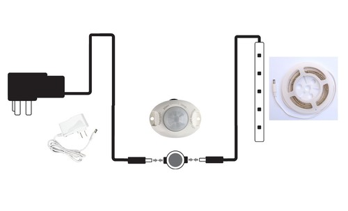 LED sestava SINGLE bílá, noční osvětlení pod postel s pohybovým čidlem 1