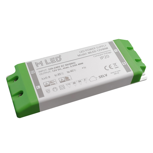 40W Nábytkový napájecí zdroj, MLED-12V40W, 12V, 3,33A, IP20 1