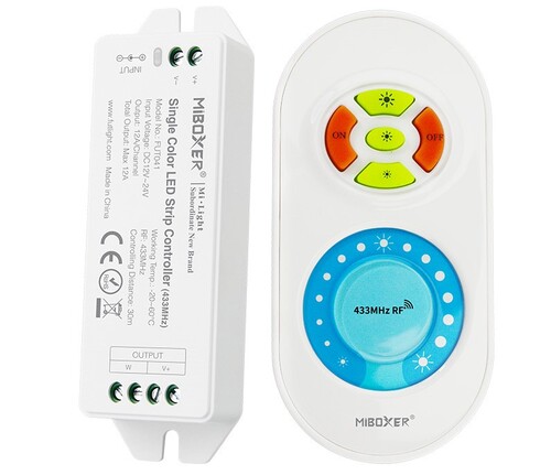 Sada jednobarevný dálkový ovladač a přijímač, RF 433MHz, Max.12A, FUT041, Mi-Light 1
