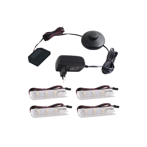 PVC LED svítidlo pro osvětlení skleněných polic, 4ks, 12VDC, IP20, 63x22x11 1
