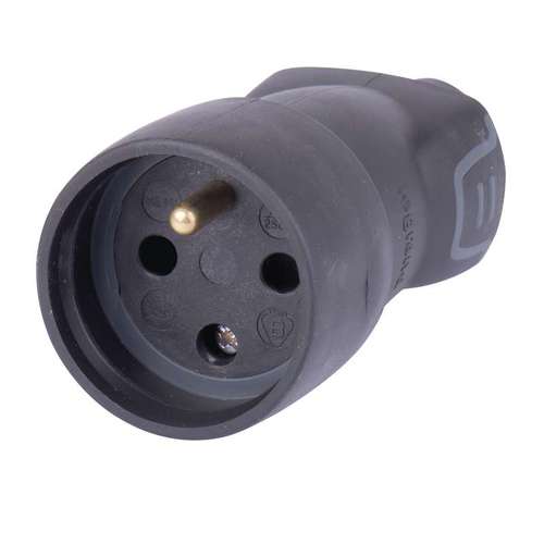 Zásuvka gumová, 2P+T, IP44, černá Zásuvka gumová, 2P+T, IP44, černá 1