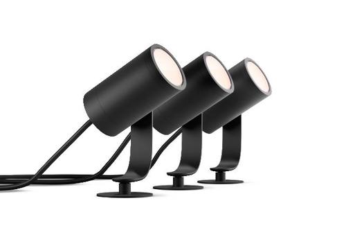 Hue Lily 3SET SVÍTIDLO VENKOVNÍ LED 8W 650lm 2200-6500K IP65, černá + adaptér 1