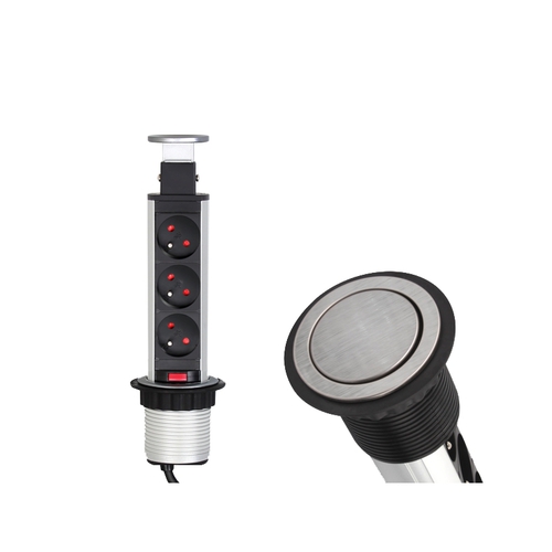 Vestavná, výsuvná zásuvka LIFT-BOX 3x230V kartáčovaná ocel, LIFTBOX-STD-3FR-02  Vestavná, výsuvná zásuvka LIFT-BOX 3x230V kartáčovaná ocel, LIFTBOX-STD-3FR-02  1