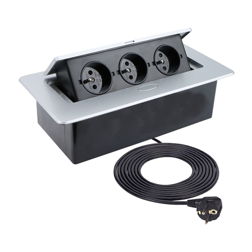 Nábytková zásuvka KOMBI BOX, AC 230 V, IP20, hliník, vestavná, KOMB-AL-3FR-3,0-03 Nábytková zásuvka KOMBI BOX, AC 230 V, IP20, hliník, vestavná, KOMB-AL-3FR-3,0-03 1