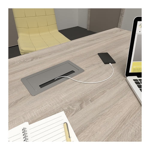 Vestavná nábytková zásuvka INBOX stříbrná, 2x230V, 2xUSB typ A a C, 1x RJ45, 1x HDMI, 1,5m, INBOX-SR-FR-1,5-02 Vestavná nábytková zásuvka INBOX stříbrná, 2x230V, 2xUSB typ A a C, 1x RJ45, 1x HDMI, 1,5m, INBOX-SR-FR-1,5-02 1