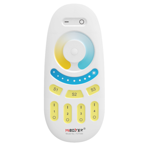 4 kanálový dotykový ovladač pro jednobarevné a CCT pásky, 2.4GHz, 2x AAA FUT094, Mi-Light 4 kanálový dotykový ovladač pro jednobarevné a CCT pásky, 2.4GHz, 2x AAA FUT094, Mi-Light 1