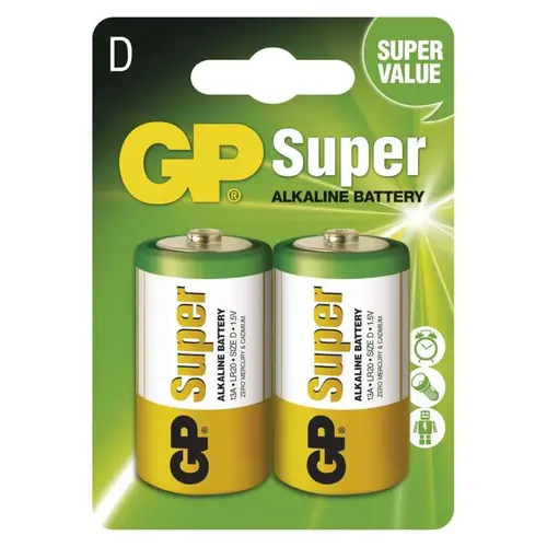 Alkalická baterie GP Super D (LR20), 2ks blistr 1